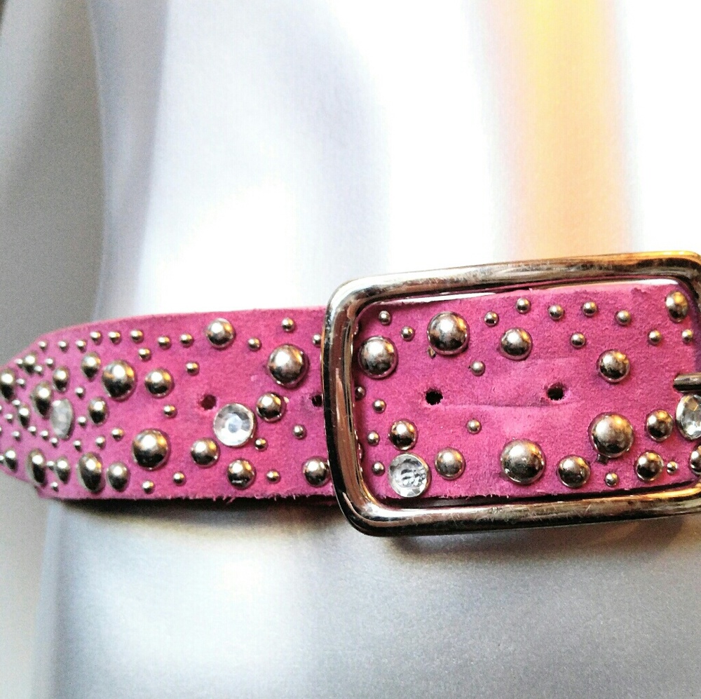 HOLY MOLY BELT!! Pink Studded-Silver & Rhinestones